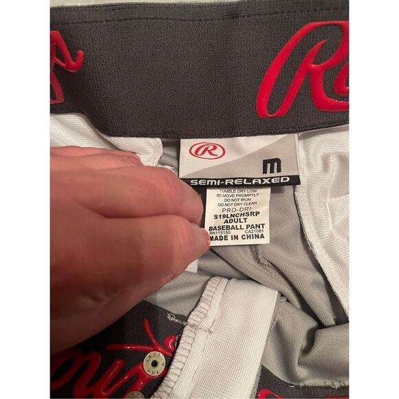 New Rawlings Mens Gray Semi-Relaxed Fit Launch Piped Casual Baseball Pants Mediu - Picture 9 of 14